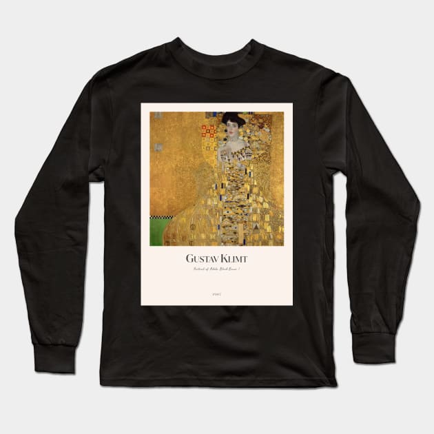 Portrait of A. Bloch Bauer I with Text Long Sleeve T-Shirt by MurellosArt